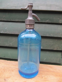 Blue seltzer soda bottle