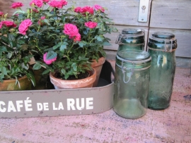 Oude Franse inmaak- of voorraadpot met beugel van L`Ideale