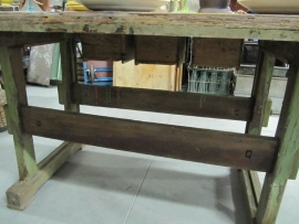 Old wooden table from old door with 3 drawers