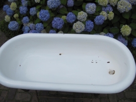 Brocante emaille babybad met standaard