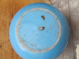 Beautiful brocante rare enamel bowl with handle