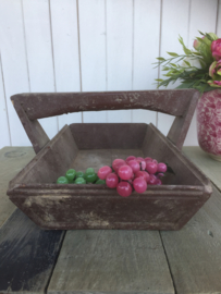 Brocante houten draagbak met hengsel
