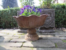 Brocante French cast-iron garden vase or bowl on foot.