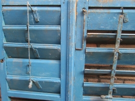 Antieke blauwe shutters / luiken set.