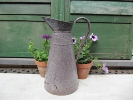 Brown clouded French enamel jug.