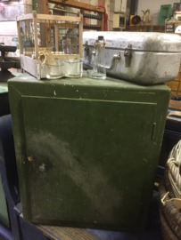 Cute old brocante green wall cabinet