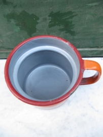 Emaille oranje melkkoker zonder deksel