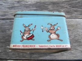 Oud Frans brocante blikje van kinderschoenen Patachou