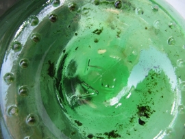 Brocante groene glazen bolle gistfles van 5 liter