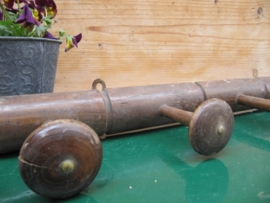 Frans brocante houten kapstok 5 haaks  bruin