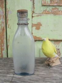 Oud Frans blauw glazen vogelkooi drinkflesje