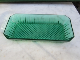 Brocante green made out glass serving dish