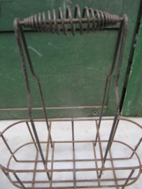 Nice old French brocante bottles rack for three bottles.