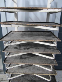Old metal cart for 10 trays