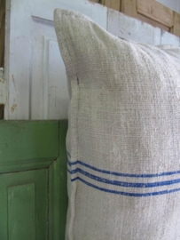 Fabric cushion with blue stripes