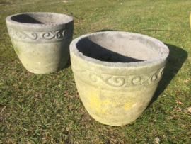 Set brocante betonnen bloempotten