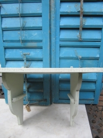 Brocante lichtgroene houten regaal