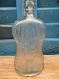 Very old liquor bottle in special fun shape.
