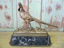 Antique heavy Goldpheasant on marble base