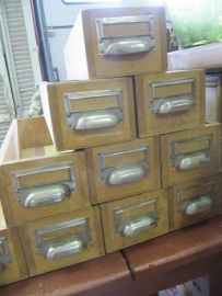 Old wooden boxes with recessed handle