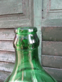 Brocante groene glazen bolle gistfles van 5 liter