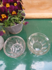 Antieke glazen brede jampotten (set van 2)