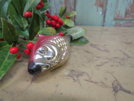 Oude Kerstboomdecoratie vis in goud en roze