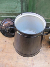 Old black enamel pot