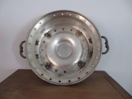 Ancient brocante round silver base with supporting plate