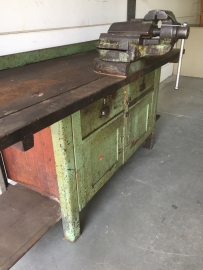 Old industrial green workbench