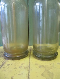 Old seltzer soda bottle of clear glass 2 liters