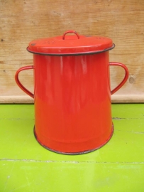 Cute red enamel grease can 5 liter