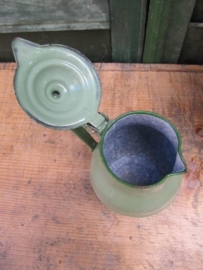 Old green enamel coffee-jug