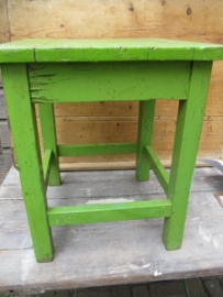 Mooi brocante groen Hongaars krukje