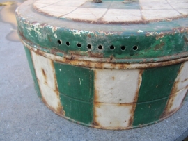 Brocante Frans groot rond vlaaien blik
