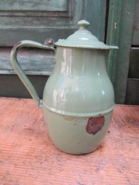 Old green enamel coffee-jug
