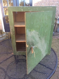 Cute old brocante green wall cabinet