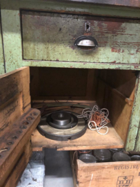 Old industrial green workbench