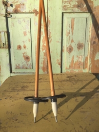 Brocante houten Zweedse skistokken
