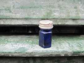 Antique French blue hexagonal bottle