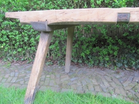 Ancient brocante wooden butcher table 8 cm thick.