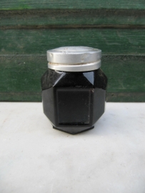 Very old black glass jar for cream