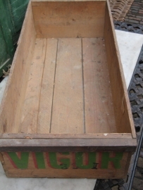 Very old wooden box of soap Vigor