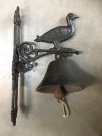 Brocante cast iron wall bell duck