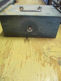 Old metal (money) box with key