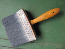 Beautiful very old wooden broad paintbrush