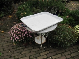 Emaile groot wit met blauw dienblad