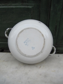 Brocante emaille schaal met 2 oren