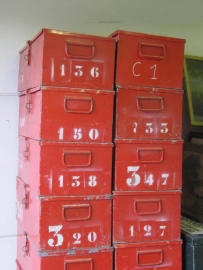Industrial metal box with fun numbers red / orange