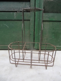 Nice old French brocante bottles rack for three bottles.